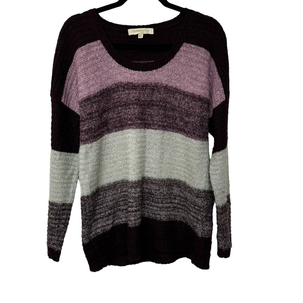 Lineamaglia Made In Italy Sweater with Mohair and Wool Size Large Purple Knit